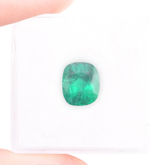 2.19 Carat Green COLOMBIAN Cushion Emerald GRS