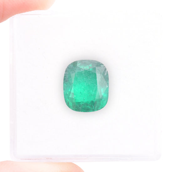 3.21 Carat Green COLOMBIAN Cushion Emerald CD