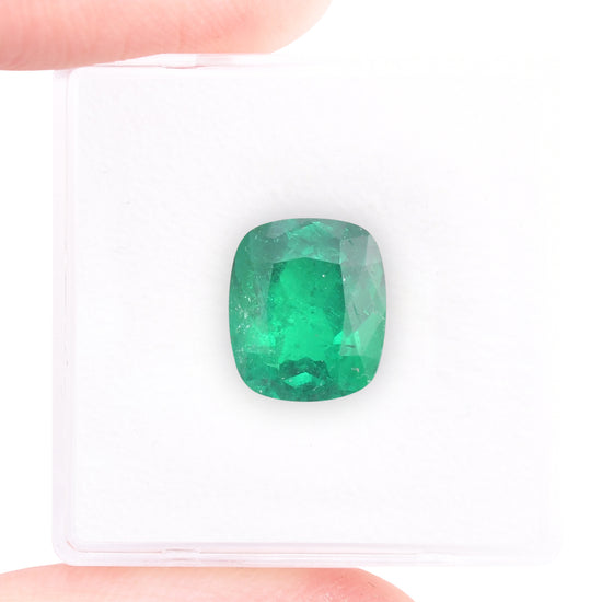 3.51 Carat Green COLOMBIAN Cushion Emerald GRS