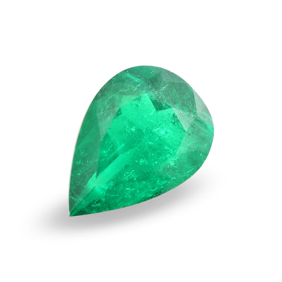 5.96 Carat Green COLOMBIAN Pear Emerald CD