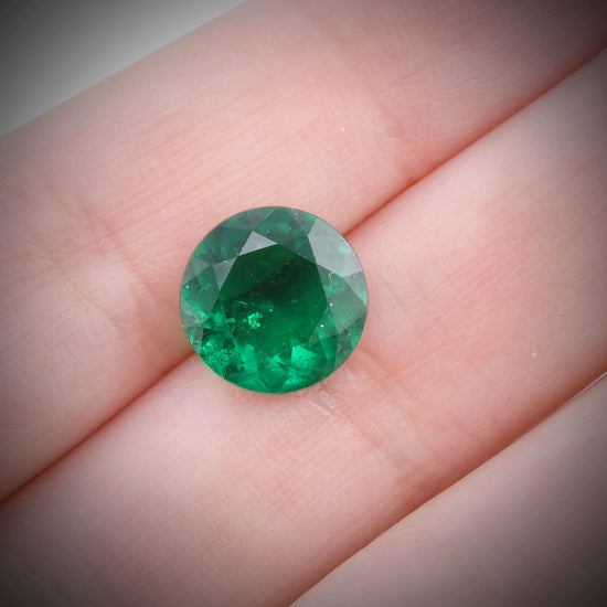 3.59 Carat Green COLOMBIAN Round Emerald GUBELIN