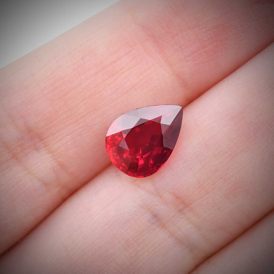 3.01 Carat Red MOZAMBIQUE Pear Ruby GRS