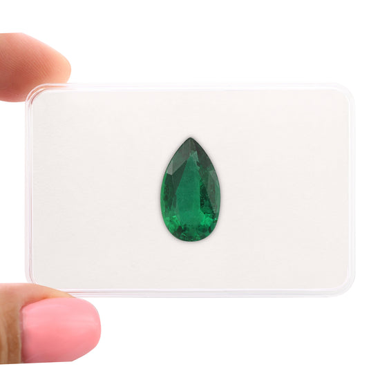 7.45 Carat Green ZAMBIA Pear Emerald CD