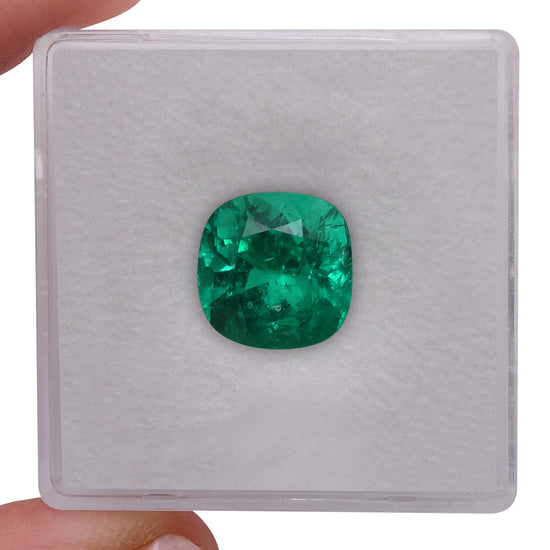 3.44 Carat Green COLOMBIAN Cushion Emerald CD