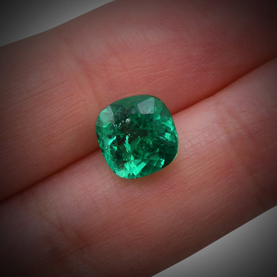 3.44 Carat Green COLOMBIAN Cushion Emerald CD