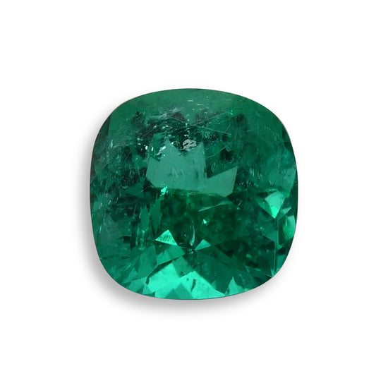 3.44 Carat Green COLOMBIAN Cushion Emerald CD