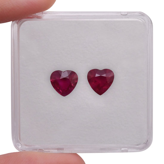 2.91 Carat Red Heart Rubies Pair