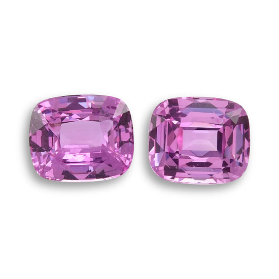 4.87 Carat Pink  Cushion Sapphires Pair
