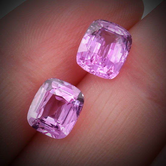 4.87 Carat Pink  Cushion Sapphires Pair