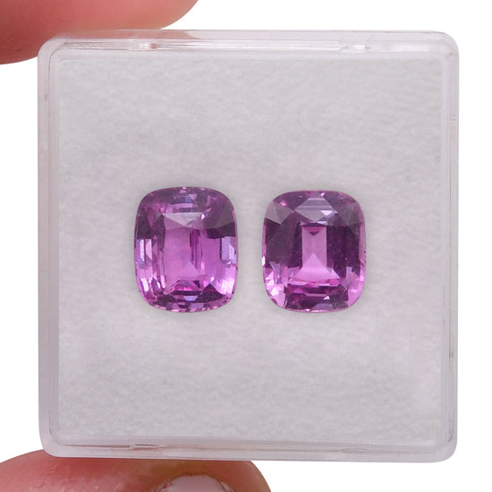 4.87 Carat Pink  Cushion Sapphires Pair