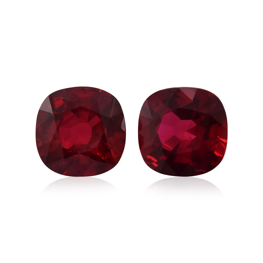 2.40 Carat Red MOZAMBIQUE Cushion Rubies CD Pair