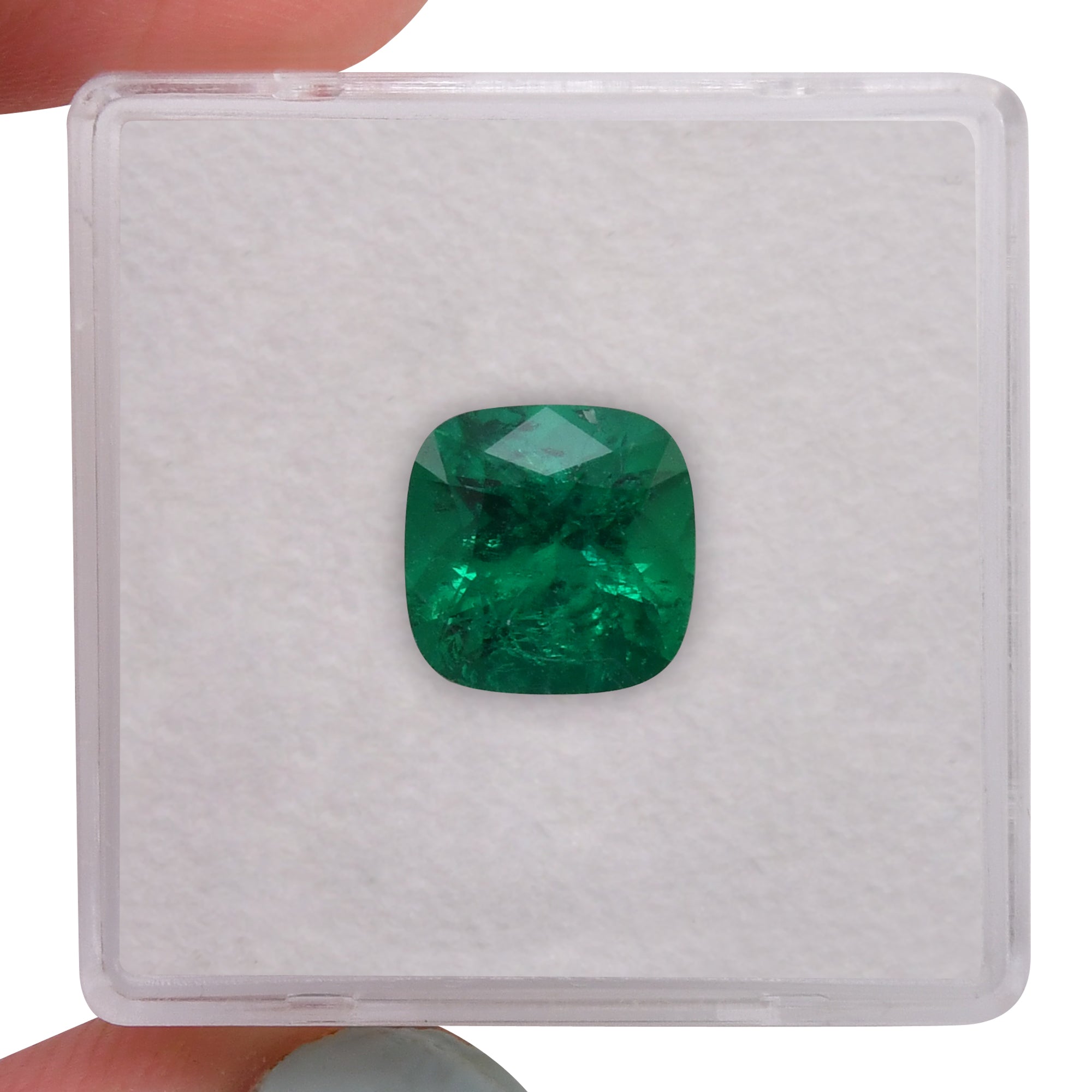 2.38 Carat Green COLOMBIAN Cushion Muzo Emerald CD | LEIBISH
