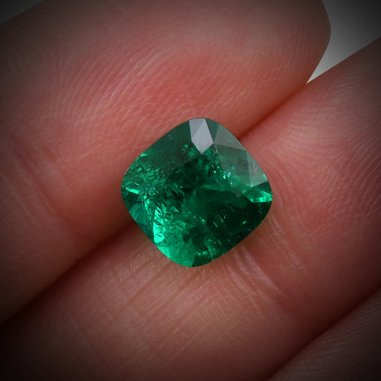 2.38 Carat Green COLOMBIAN Cushion Muzo Emerald CD