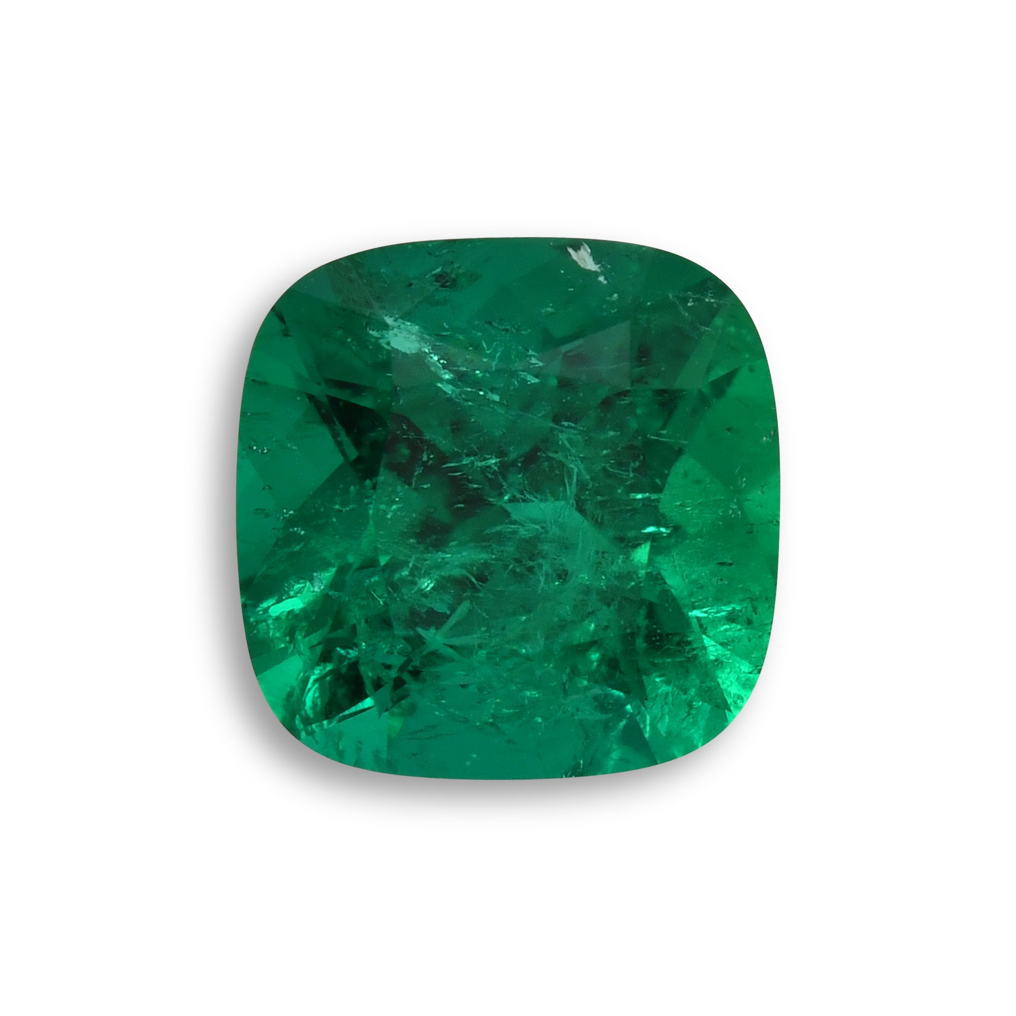 2.38 Carat Green COLOMBIAN Cushion Muzo Emerald CD | LEIBISH