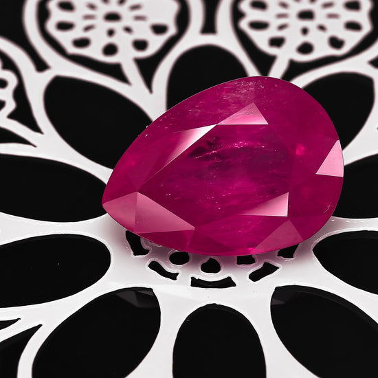 30.36 Carat Red BURMA Pear Ruby GRS