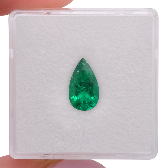 1.09 Carat Green COLOMBIAN Pear Muzo Emerald CD