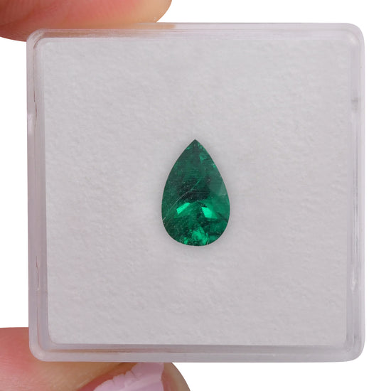 1.09 Carat Green COLOMBIAN Pear Muzo Emerald CD