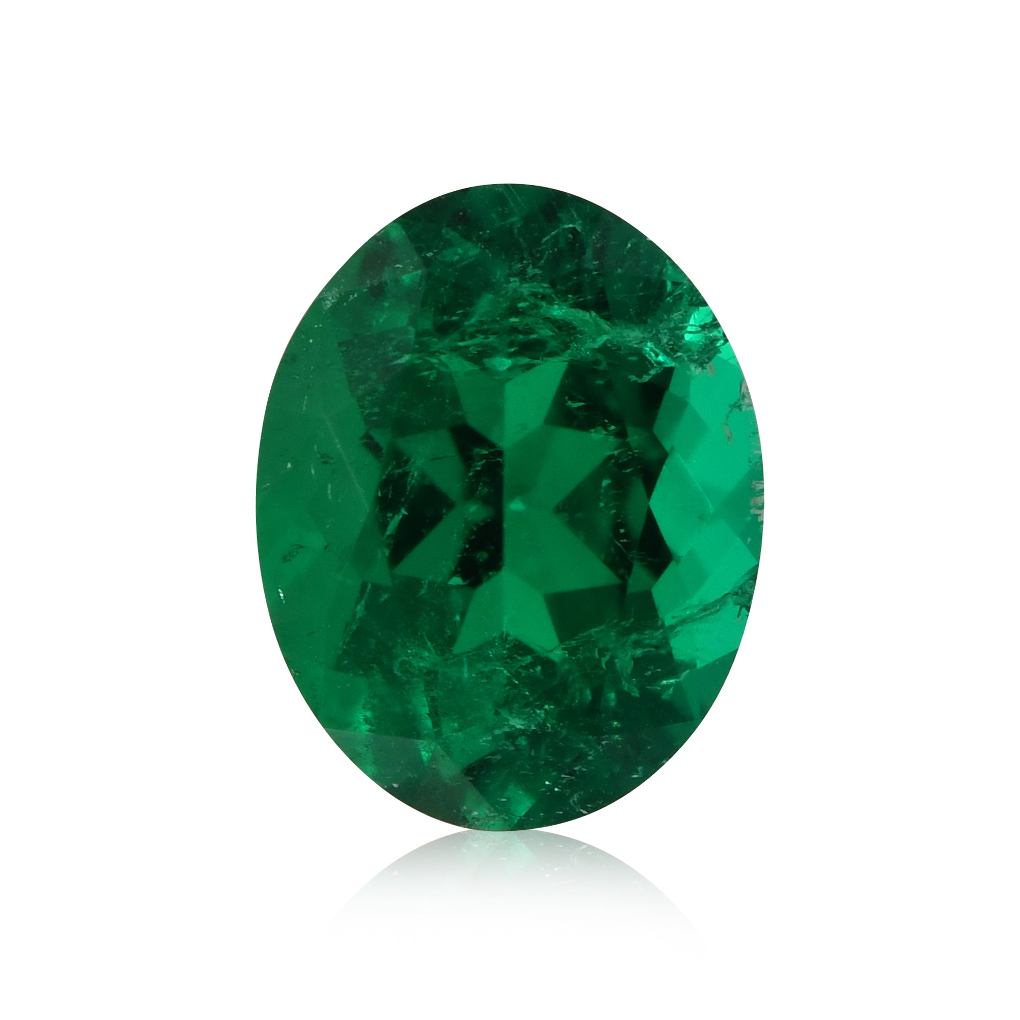 標本 French Guiana Esmeraldas coerulea 13mm 1.13 Carat Green COLOMBIAN Oval Muzo Emerald CD | LEIBISH