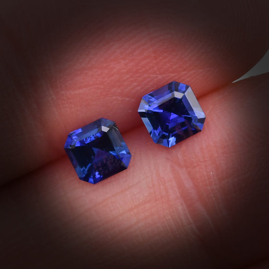 1.23 carati Zaffiro Smeraldo Blu di SRI LANKA, taglio a Smeraldo