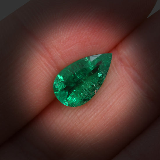 1.83 Carat Green COLOMBIAN Pear Muzo Emerald CD
