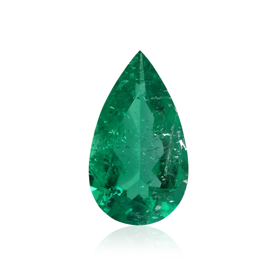 1.83 Carat Green COLOMBIAN Pear Emerald CD & MUZO