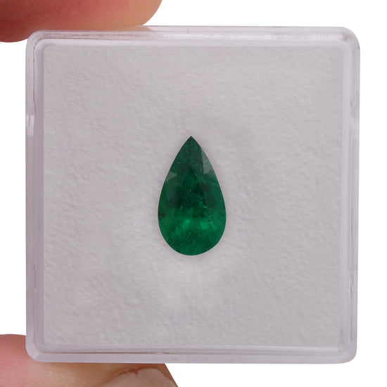 1.21 Carat Green COLOMBIAN Pear Emerald CD and Muzo