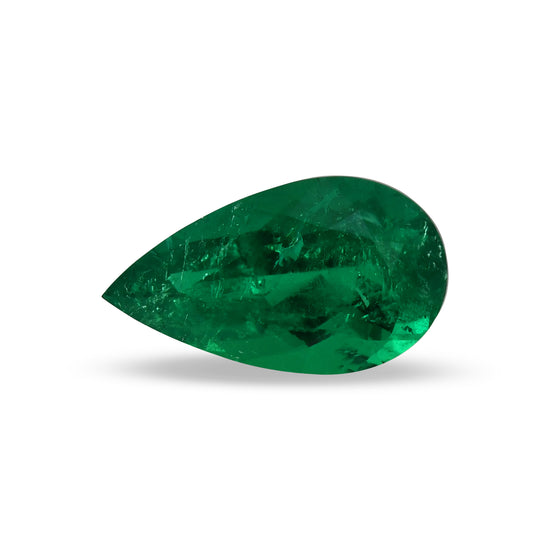 1.21 Carat Green COLOMBIAN Pear Emerald CD and Muzo