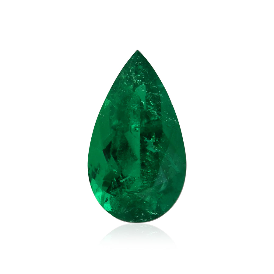 1.21 Carat Green COLOMBIAN Pear Emerald CD & MUZO