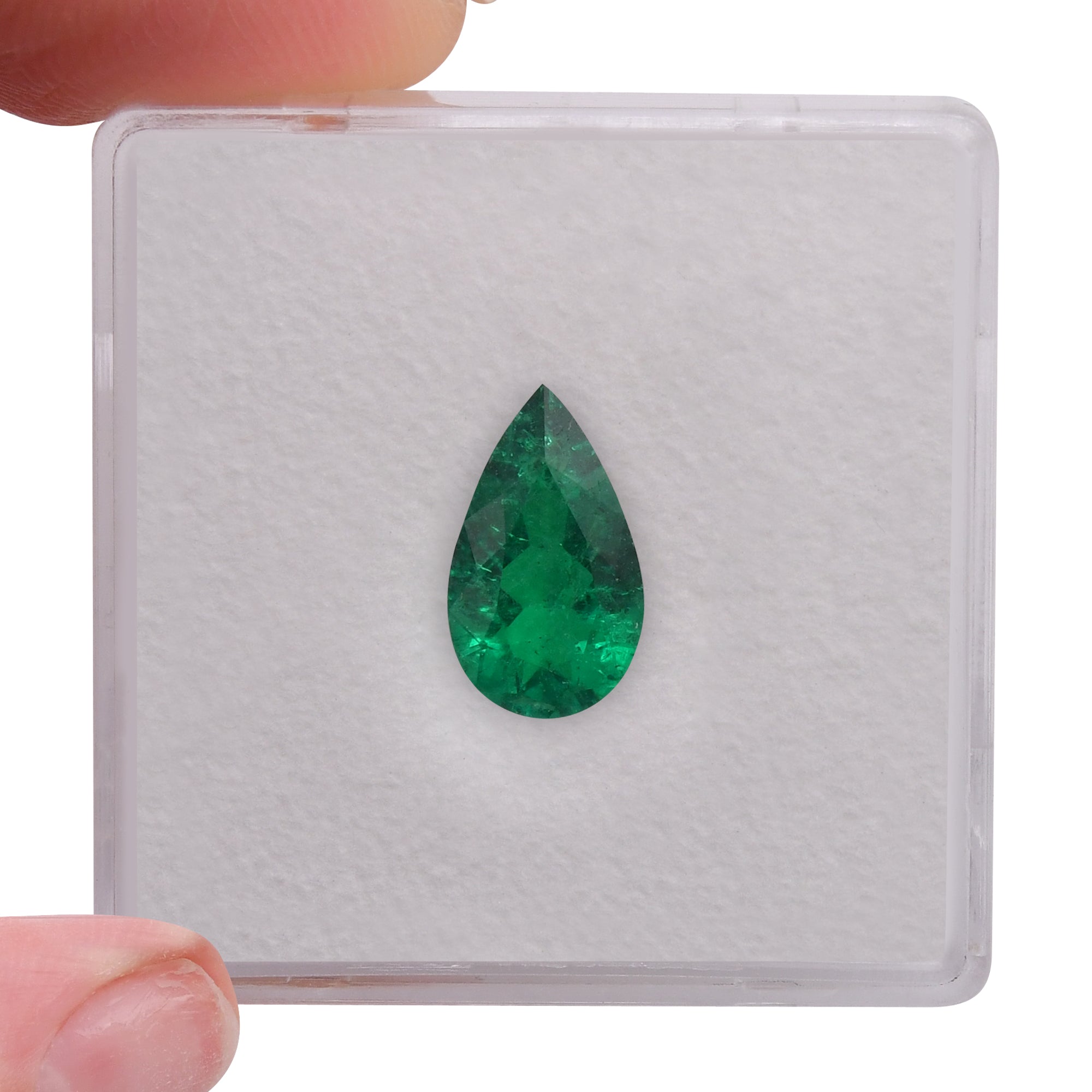 1.13 Carat Green COLOMBIAN Pear Muzo Emerald CD | LEIBISH