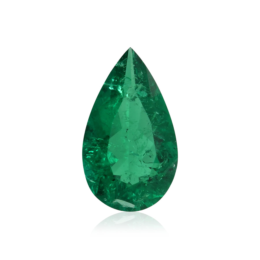 1.13 Carat Green COLOMBIAN Pear Emerald CD & MUZO