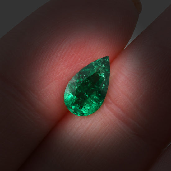1.13 Carat Green COLOMBIAN Pear Muzo Emerald CD