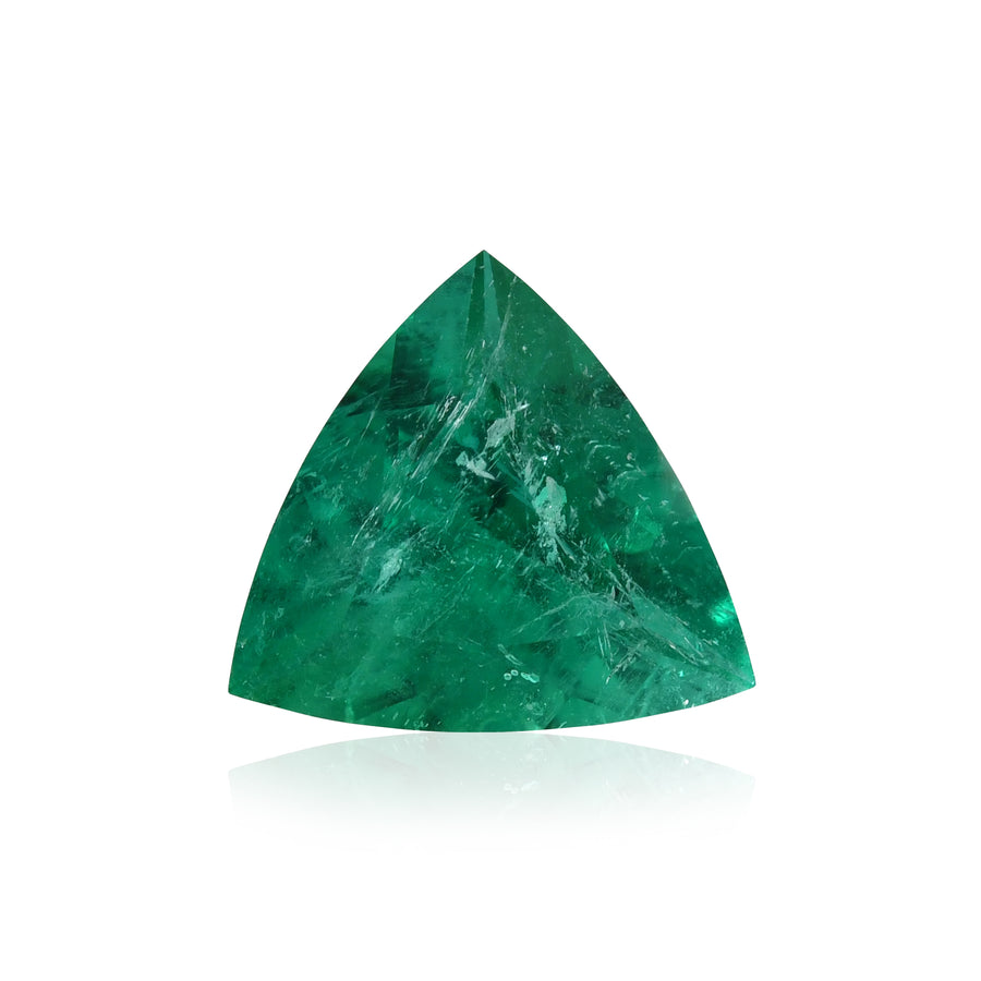 1.58 Carat Green COLOMBIAN Trilliant Emerald CD & MUZO