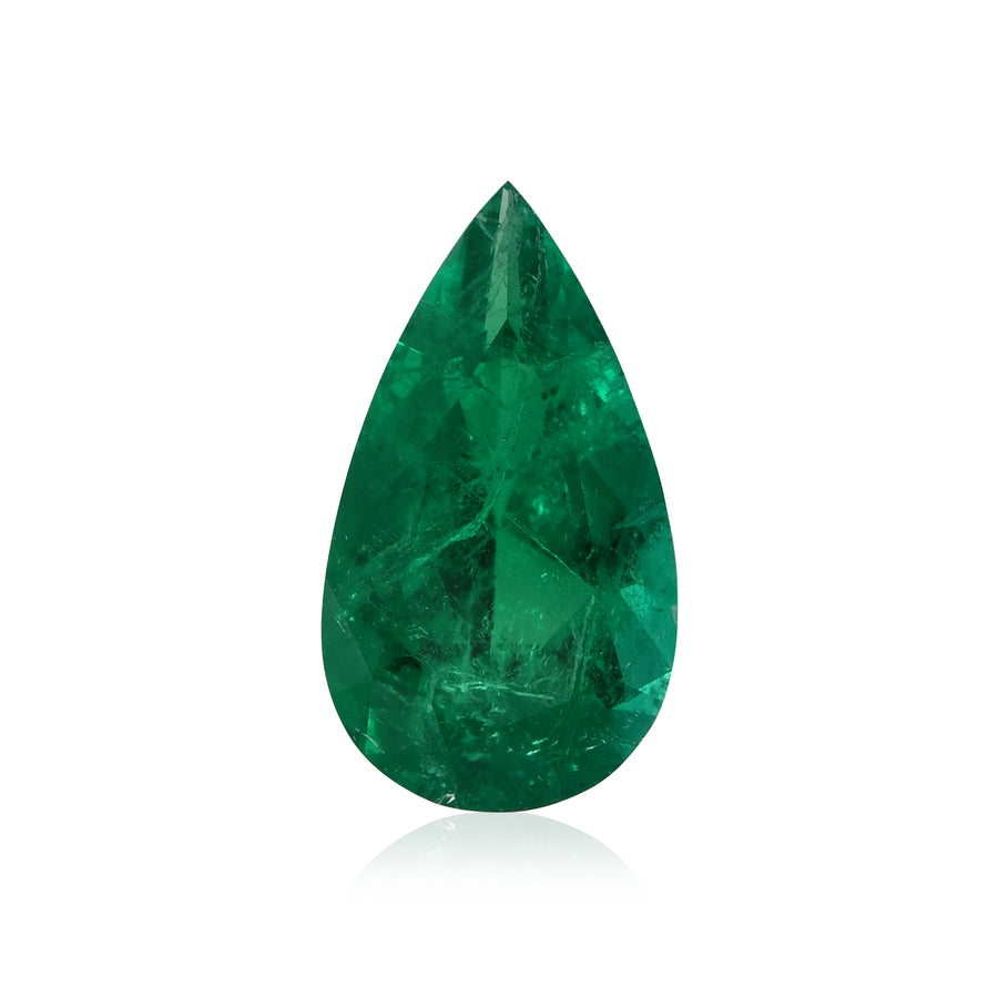 2.65 Carat Green COLOMBIAN Pear Emerald CD & MUZO