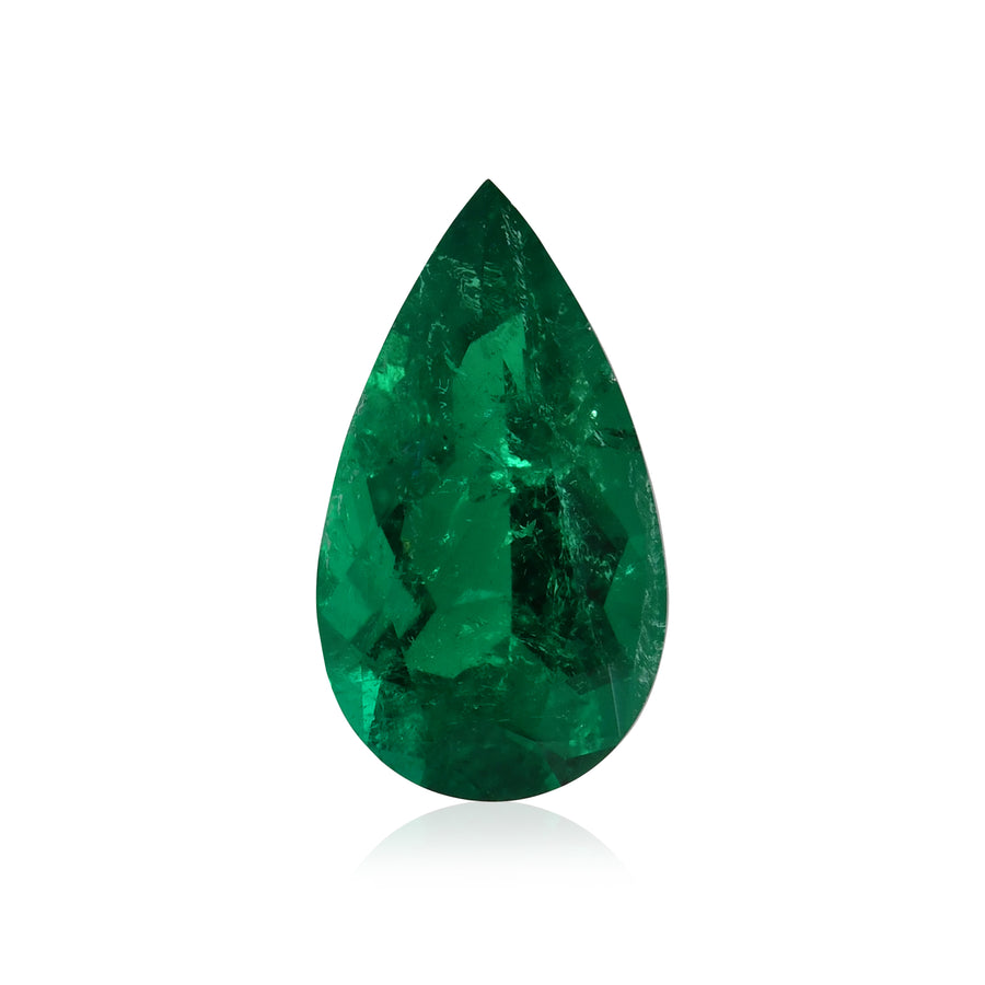 2.90 Carat Green COLOMBIAN Pear Emerald MUZO & CD
