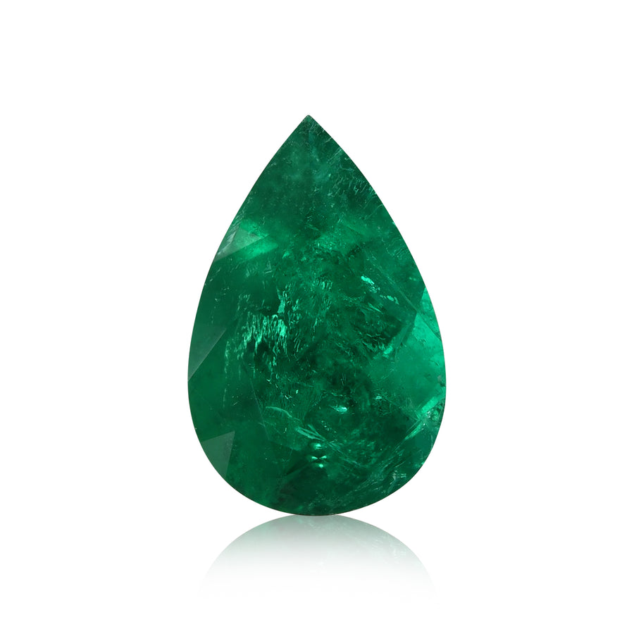 2.75 Carat Green COLOMBIAN Pear Emerald CD & MUZO