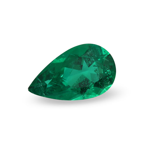 2.94 Carat Green COLOMBIAN Pear Emerald SSEF