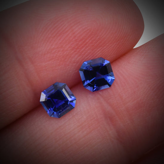 1,33 carati zaffiro blu smeraldo a taglio quadrato, SRI LANKA