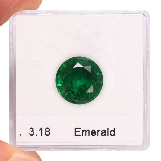 3,18 Karat grüner runder Smaragd