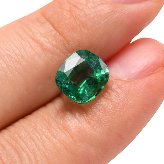 3.86 Carat Green ZAMBIAN Cushion Emerald