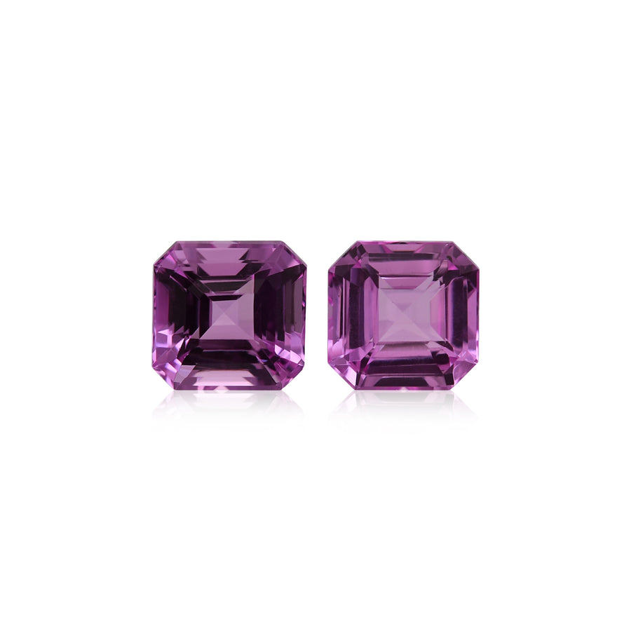2.41 Carat Pink MADAGASCAR Sq. Emerald Sapphires Pair