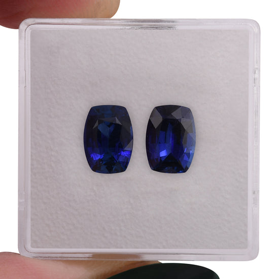 3.21 Carat Blue SRI LANKAN Cushion Sapphires Pair