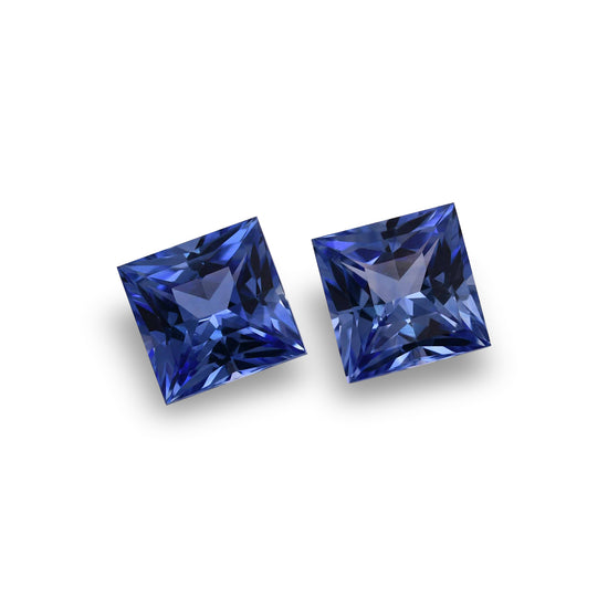 5.60 Carat Blue SRI LANKAN Princess Sapphires Pair