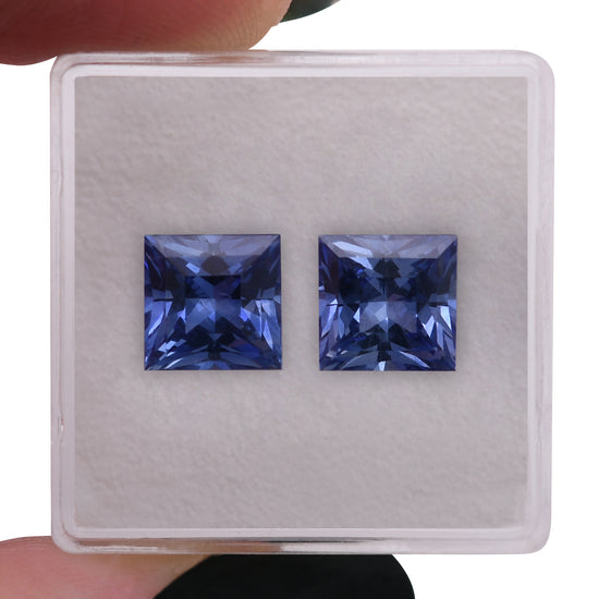 5.60 Carat Blue SRI LANKAN Princess Sapphires Pair