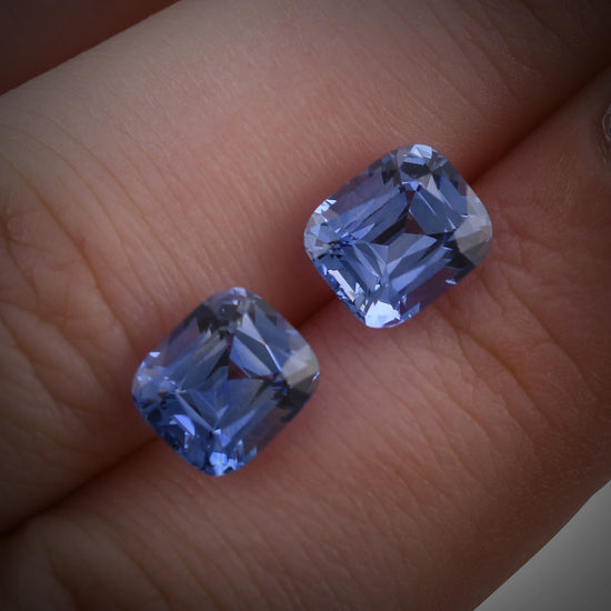 5.57 Carat Blue SRI LANKAN Cushion Sapphires Pair