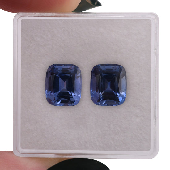 5.57 Carat Blue SRI LANKAN Cushion Sapphires Pair