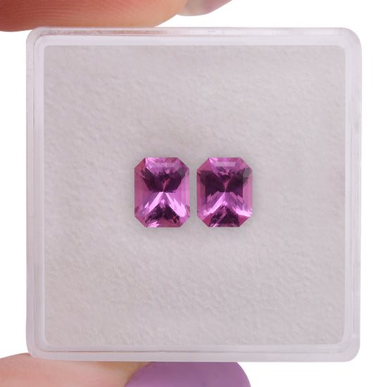 1.58 Carat Pink MADAGASCAR Radiant Sapphires Pair