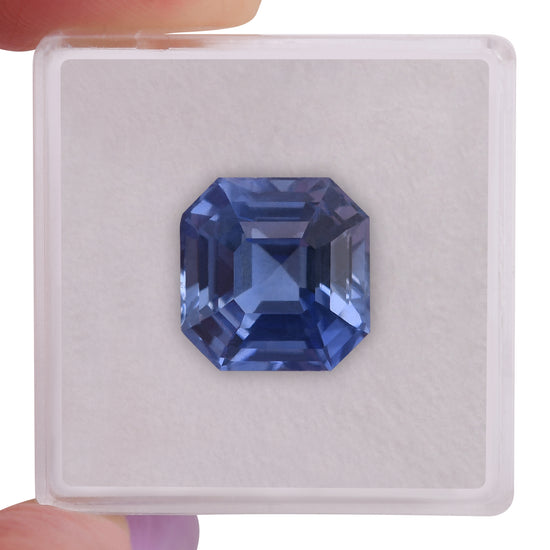 9.28 Carat Blue SRI LANKAN Sq. Emerald Sapphire CD