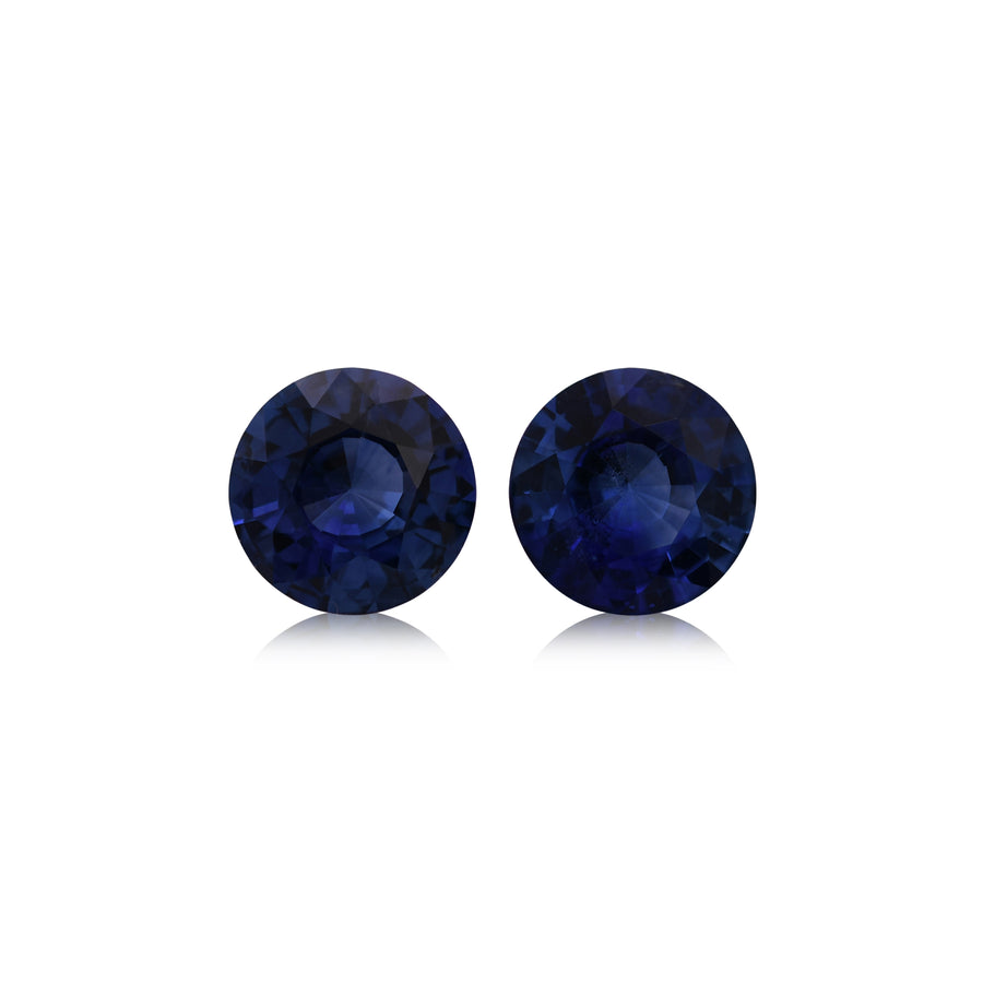 2.58 Carat Blue SRI LANKAN Round Sapphires Pair
