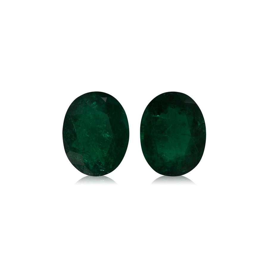 9.10 Carat Green COLOMBIAN Oval Emeralds CD Pair
