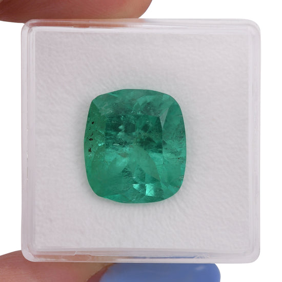 7.71 Carat Green COLOMBIAN Cushion Emerald GIA